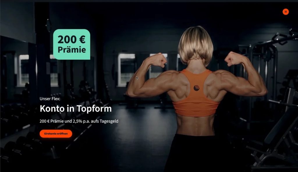 Pagina dell'offerta Norisbank Konto in Topform con bonus di 200 euro