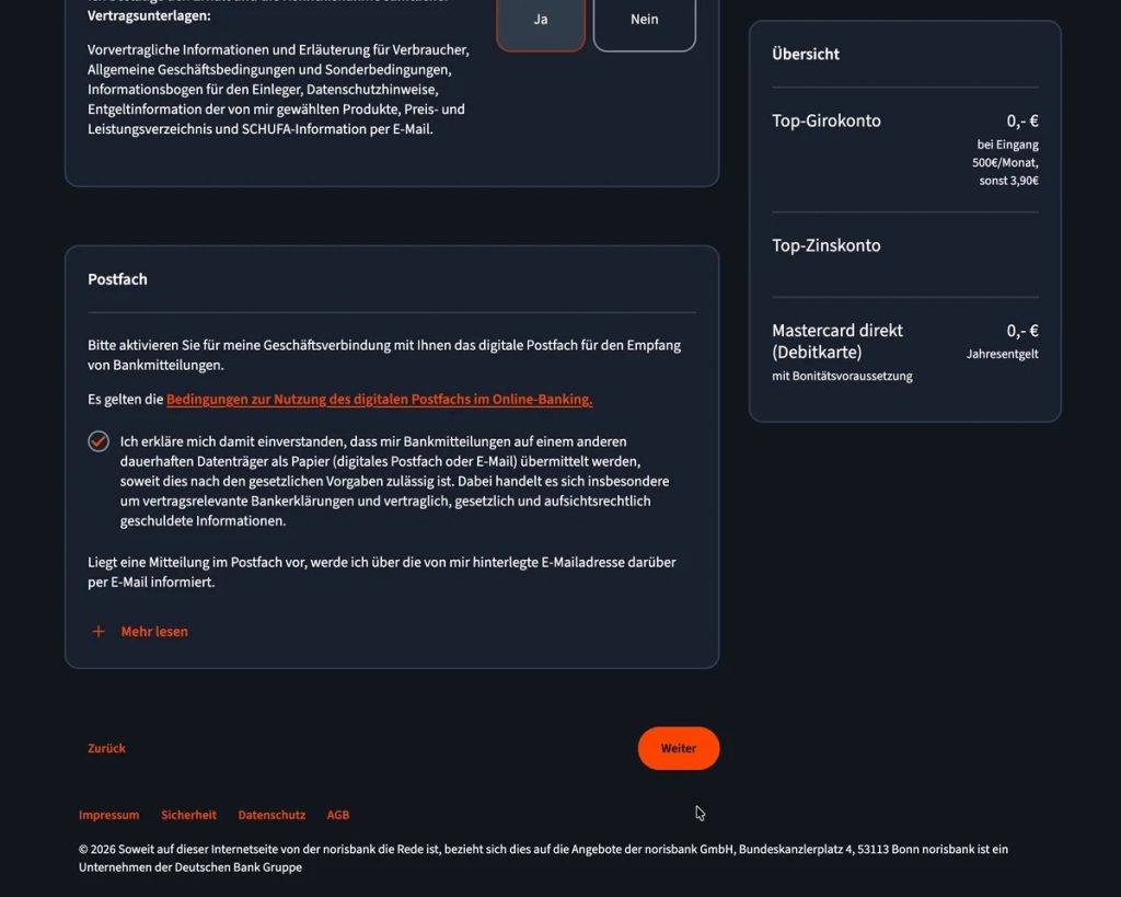 Consenso al Postfach digitale nell'Online-Banking