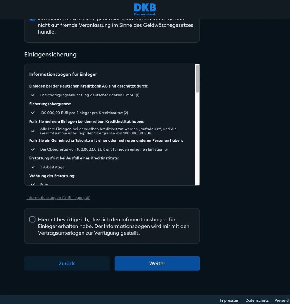 Informationsbogen für Einleger sulla tutela dei depositi