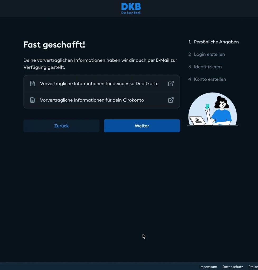Pagina Fast geschafft con le informazioni precontrattuali