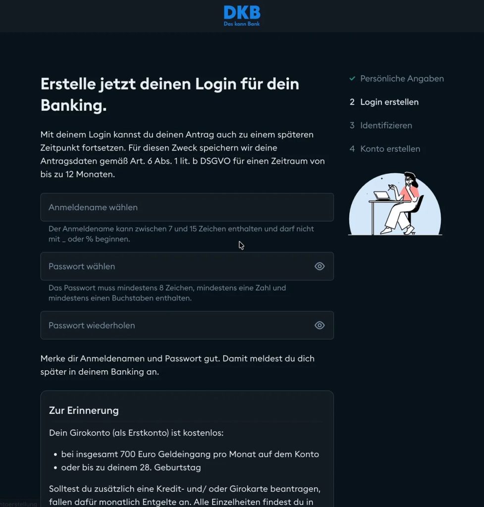 Pagina Login erstellen per scegliere nome utente e password